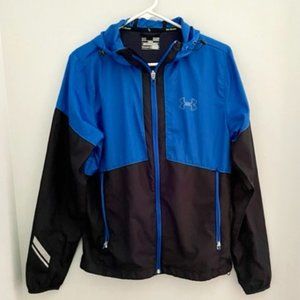 Men's Under Armour Running Hooded Blue Black Jacket - Small